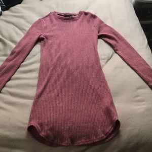 Pink Long-sleeve Sweater Dress